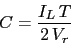 \begin{displaymath}C=\frac{I_{L}\,T}{2\,V_{r}}\end{displaymath}
