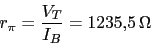 \begin{displaymath}r_{\pi}=\frac{V_{T}}{I_{B}}=1235.5\,\Omega\end{displaymath}
