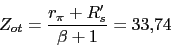 \begin{displaymath}Z_{ot}=\frac{r_{\pi}+R'_{s}}{\beta+1}=33.74\end{displaymath}
