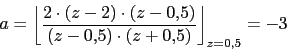 valor a de la descomposicion en fracciones simples de la transformada Z