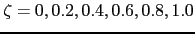 $\zeta=0, 0.2, 0.4, 0.6, 0.8, 1.0 $